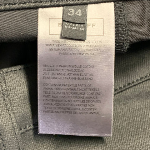 BELSTAFF Size 34 Black Twill Cotton Blend Straight Zip Fly Biker Jeans