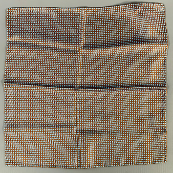 KITON Brown Blue Squares Silk Pocket Square