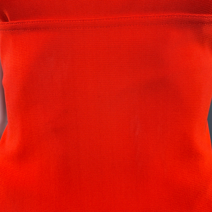 ALAIA Size 4-Sculpting Corset Red Viscose Blend Cap Sleeves Maxi Gown Dress