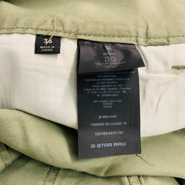 G-STAR Size 36 Olive Solid Cotton Patch Pocket Shorts