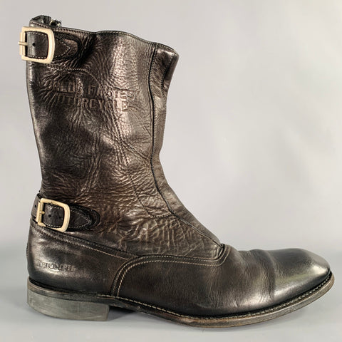PAUL SMITH Size 12 Black Leather Motorcycle Boots