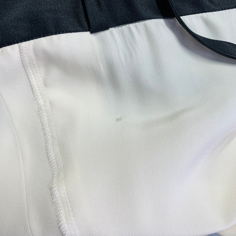 CHANEL Vintage 90s Size 10 Black Cream Silk Camisole Camellia Dress Top
