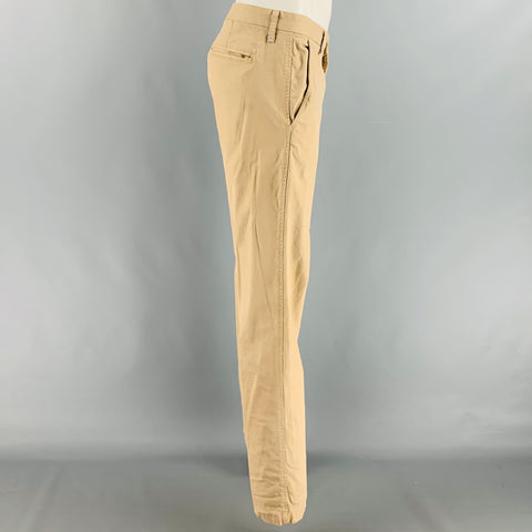 BALDWIN Size 34 Khaki Cotton Polyurethane Chino Casual Pants