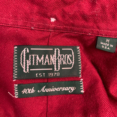 GITMAN BROS Size M Burgundy Cotton One Pocket Long Sleeve Shirt
