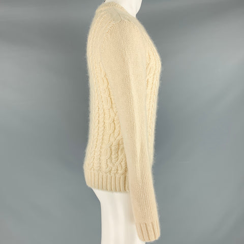 BALMAIN Size S Cream Mohair Blend Chunky Knit Sweater