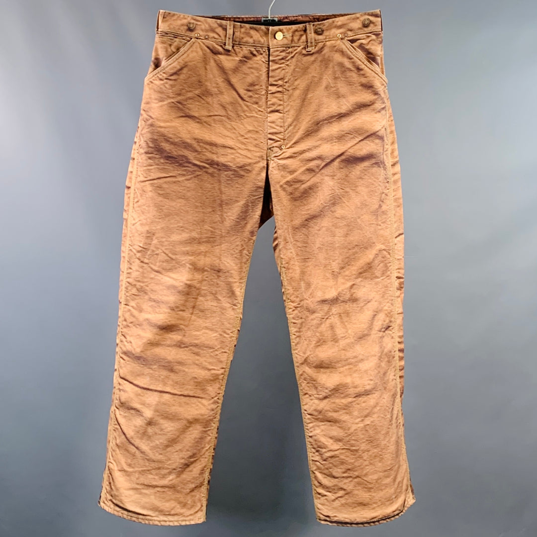 JUNYA WATANABE x CARHARTT 2023 Size S Brown Marble Print Cotton Worker Casual Pants