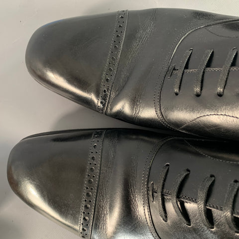 TOM FORD Size 10 Black Leather Cap Toe Oxford Lace-Up Shoes