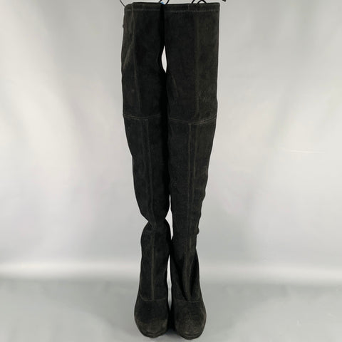 STUART WEITZMAN Size 8 Black Suede Stiletto Boots