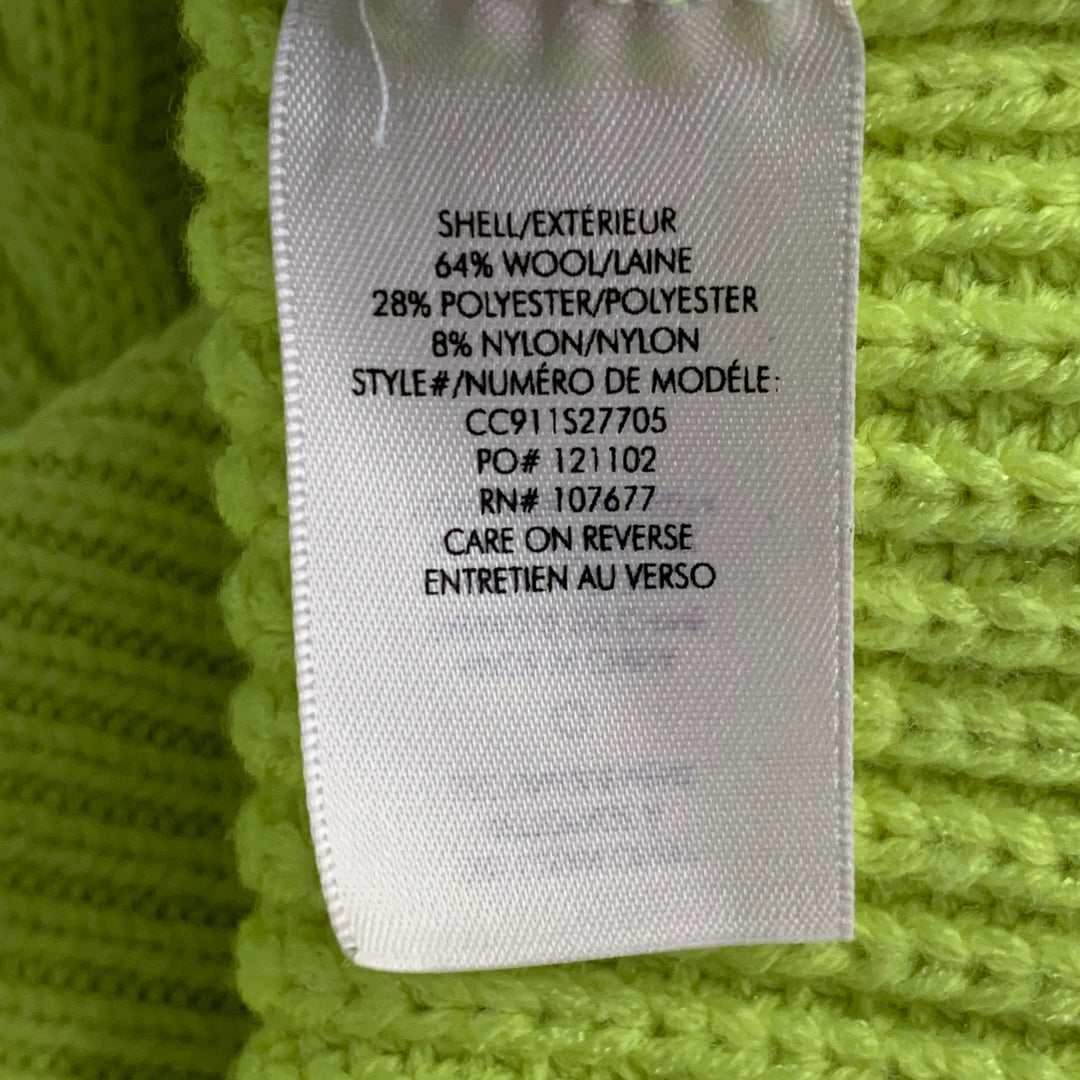 ALICE + OLIVIA Size L Yellow Neon Wool Blend Cable Knit Turtleneck Sweater