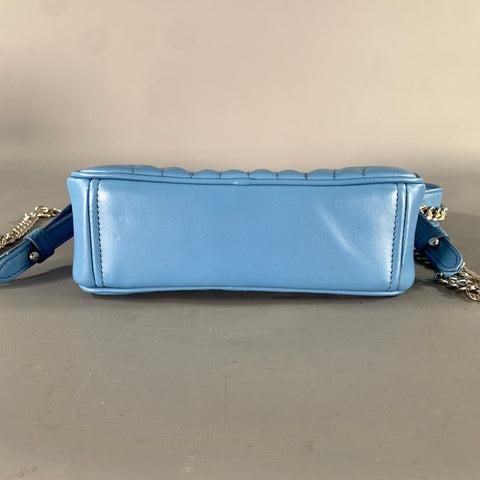 PRADA Blue Quilted Calfskin Leather Shoulder Bag Handbag