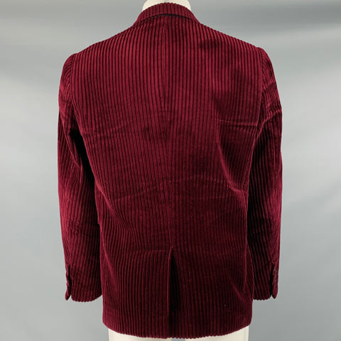 BURBERRY PRORSUM Size 40 Burgundy Corduroy Cotton Notch Lapel Sport Coat
