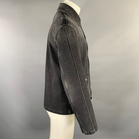 LOEWE Size 34 Grey Patch Cotton Chore Jacket