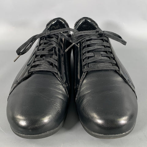 Y-3 Size 9 Black Mixed Patterns Leather Vulcanized sole Sneakers