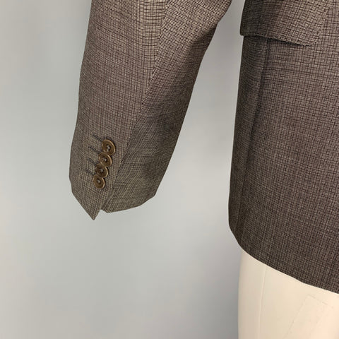 JOHN VARVATOS Talla 40 Abrigo deportivo con solapa de muesca de lana en rejilla negra gris