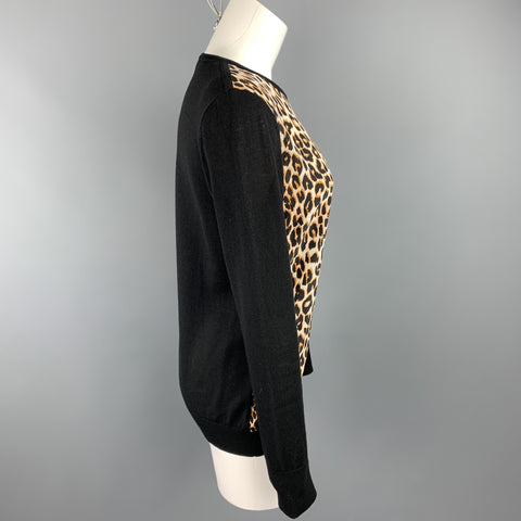 EQUIPMENT Size XS Black & Tan Leopard Wool / Silk Pullover
