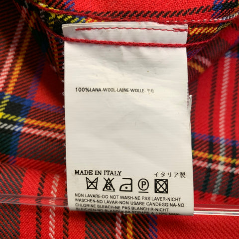 Chemise à manches longues boutonnée en laine à carreaux multicolores rouges DSQUARED2 Taille 38
