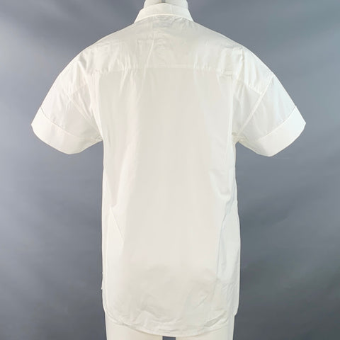 VALENTINO Size M White Cotton Pullover Two Pockets Oversized Short Sleeve Shirt