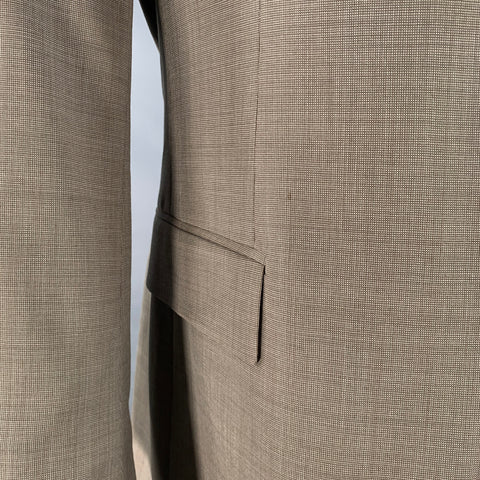 HUGO BOSS Size 40 Regular Grey Taupe Nailhead Virgin Wool Suit
