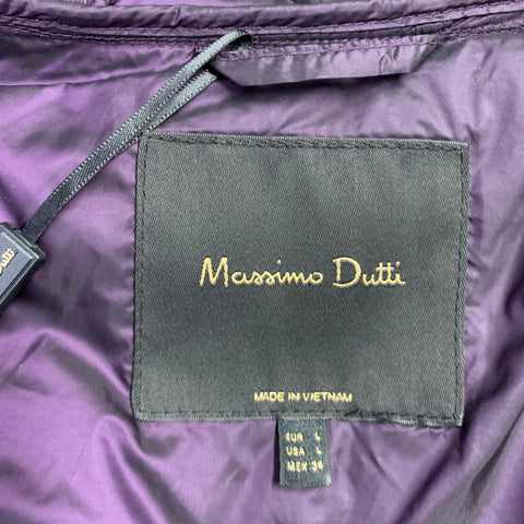 MASSIMO DUTTI Size L Purple Nylon Hooded Padded Jacket
