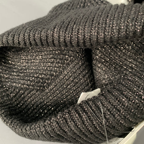 CALVIN KLEIN Black Silver Knit Polyester Blend Scarf Beanie Set