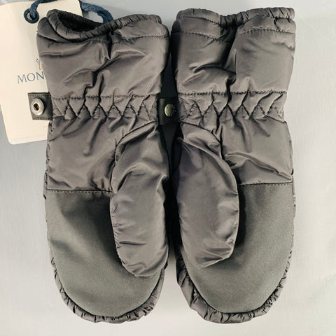 MONCLER Black Nylon Mitten Gloves