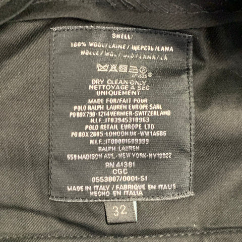 RALPH LAUREN Pantalon habillé droit en sergé de laine noir, taille 32