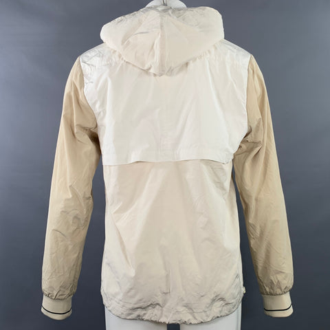 SCOTCH AND SODA Size L Cream Tan Color Block Polyester Blend Hooded Jacket