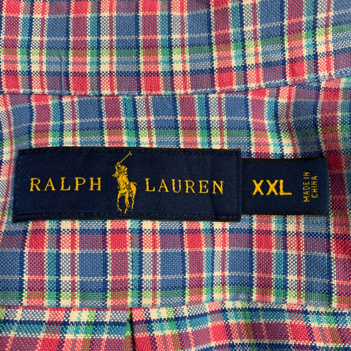 RALPH LAUREN Size XXL Blue Pink Plaid Cotton Button Down Long Sleeve Shirt