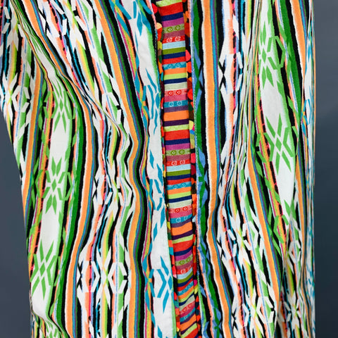 ROBERT GRAHAM Size L Multi Color Stripe Print Cotton Short Sleeve Shirt