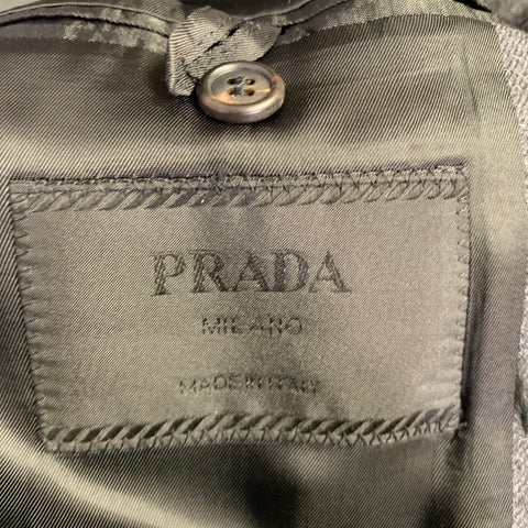 PRADA Size 46 Grey Wool Hidden Buttons Coat