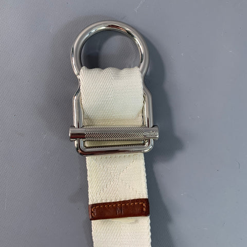 RALPH LAUREN Taille M Ceinture Nylon Cuir Blanc Marron