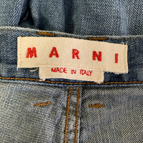 MARNI Size M Blue Brown Cotton  Linen Casual Pants