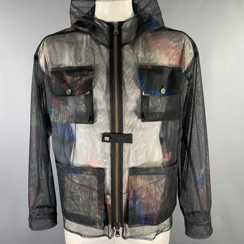 ANDERSSON BELL Blouson à capuche zippé noir à fleurs Taille L