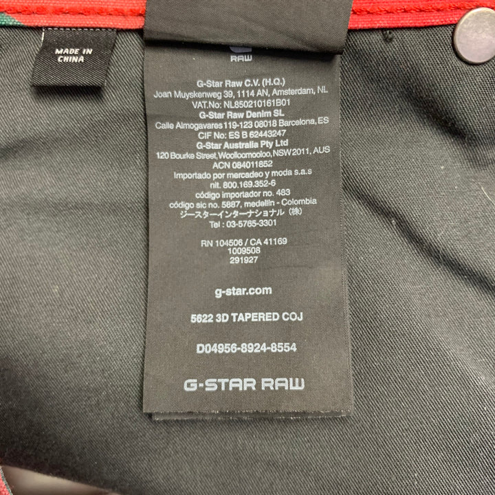 G-STAR By PHARRELL SS17 Size 30 Elwood X25 Red Green Batik Cotton Tapered Casual Pants