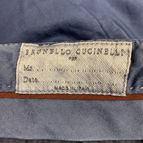BRUNELLO CUCINELLI Size 32 Blue Linen Cotton Flat Front Casual Pants
