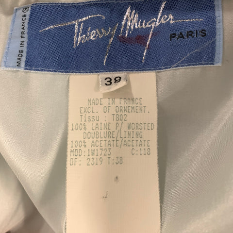 THIERRY MUGLER Size 6 Gray Light Blue Wool Blazer Jacket Indoor Blazer