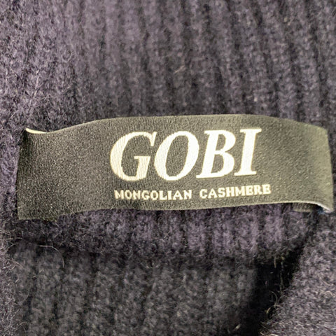 GOBI Size S Navy Cashmere Rib Knit Mock Neck Pullover