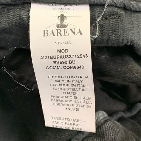 Pantalon cargo BARENA taille 36 en sergé de coton noir, taille élastique, décontracté