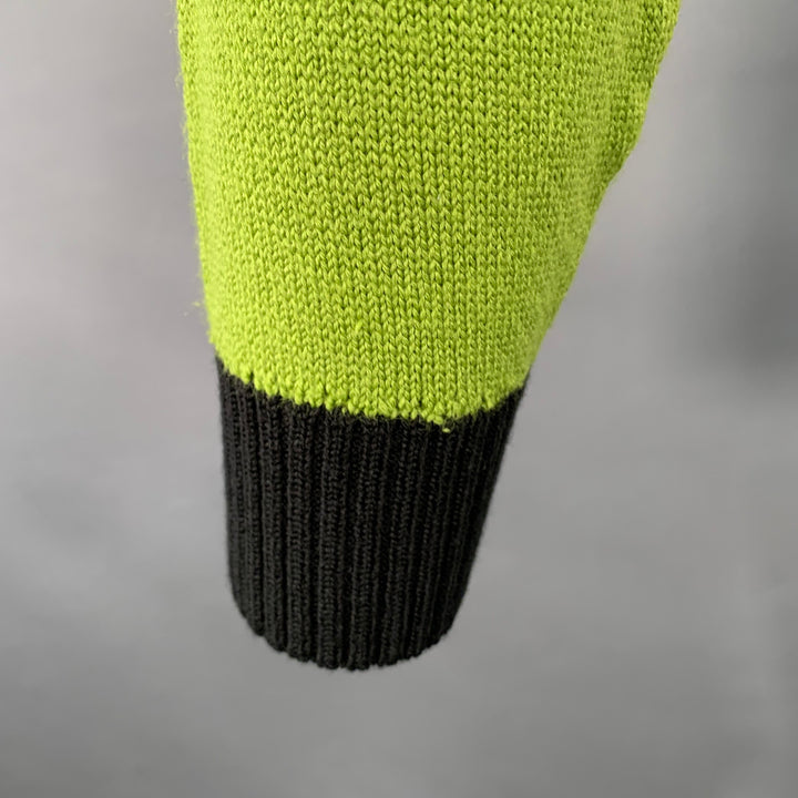 JEAN PAUL GAULTIER Size S Cream Green Wool Blend Knit Color Block Athletic Sweater