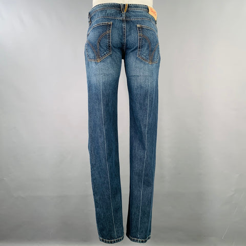 D&G by DOLCE & GABBANA Size 35 Blue Contrast Stitch Cotton Skinny Low Rise Jeans