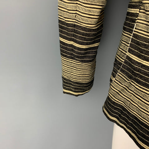 F.S.C. Size S Black Cream Stripe Cotton Notch Lapel Sport Coat