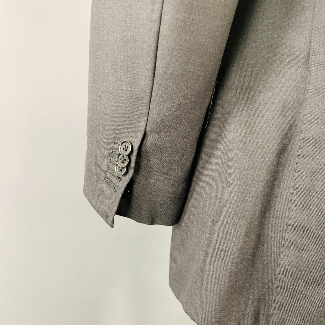 ASTOR & BLACK Size 44 Black Twill Single Breasted Notch Lapel 3 Piece Suit