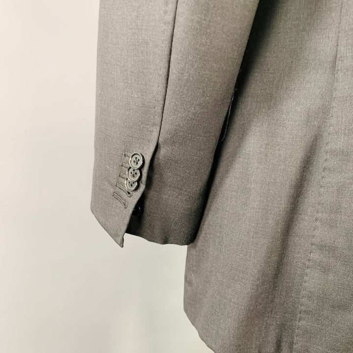 ASTOR & BLACK Size 44 Black Twill Single Breasted Notch Lapel 3 Piece Suit