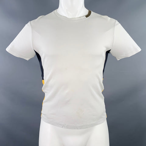 JIL SANDER Size S Grey Multi-Color Color Block Jersey Crew-Neck T-shirt