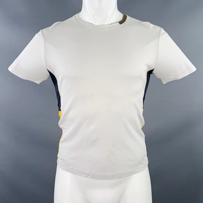 JIL SANDER Size S Grey Multi-Color Color Block Jersey Crew-Neck T-shirt