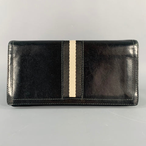BALLY Black Grey Stripe Leather Wallet