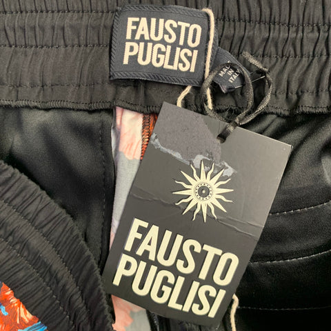FAUSTO PUGLISI Size 30 Black Blue Orange Floral Cotton Shorts