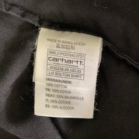 CARHARTT Size M Black Embroidery Cotton Button Down Long Sleeve Shirt