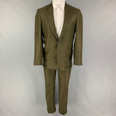 THE CALIFORNIA GENTLEMAN Size 40 Olive Herringbone Suit