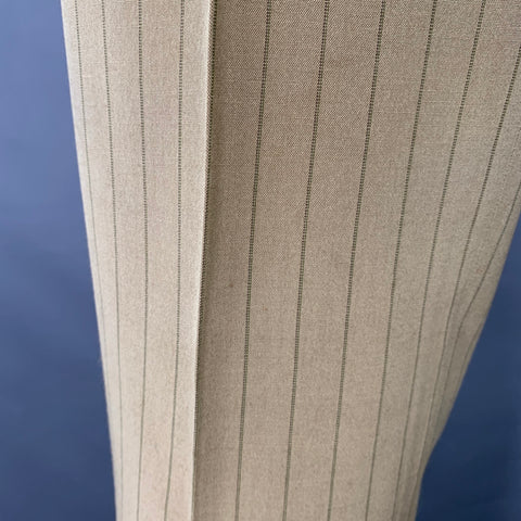 PRADA Size 32 Tan Brown Pinstripe Polyester Linen Button Fly Dress Pants